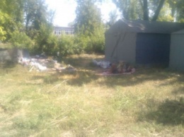 Во дворе запорожской многоэтажки бездомные разбили лагерь