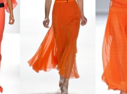 Оранжевая юбка в пол - с чем носить?