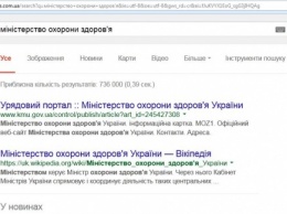 Google не видит официальный сайт Министерства здравоохранения Украины
