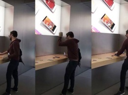 Разъяренный покупатель устроил погром в магазине Apple во Франции [видео]