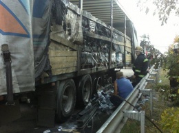На Николаевщине на трассе вспыхнул грузовик «RENO», который из Миргорода в Одессу вез «минералку»