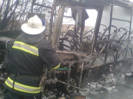 В Харьковской обл. сгорел рейсовый автобус, никто не пострадал
