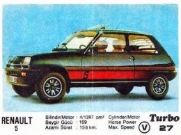 Карманная зажигалка: Renault 5 GT Turbo с вкладыша Turbo №27