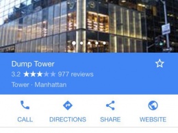 Башня Трампа превратилась в «башню-свалку» на картах Google