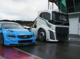 Volvo сравнила на треке седан S60 и 2400-сильный грузовик