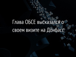 Глава ОБСЕ высказался о своем визите на Донбасс