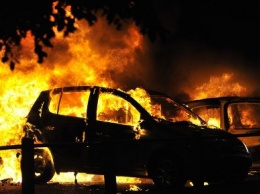 В запорожском дворе горели сразу три авто