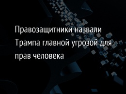 Правозащитники назвали Трампа главной угрозой для прав человека