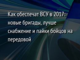 Как обеспечат ВСУ в 2017: новые бригады, лучше снабжение и пайки бойцов на передовой