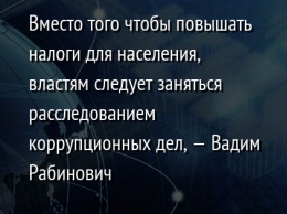 Вместо того чтобы повышать налоги для населения, властям следует заняться расследованием коррупционных дел, - Вадим Рабинович