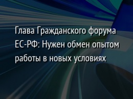 Глава Гражданского форума ЕС-РФ: Нужен обмен опытом работы в новых условиях