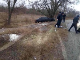 Гололед на Николаевщине: "BMW" вылетела на встречку и снесла дорожный знак (ФОТО)