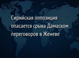 Сирийская оппозиция опасается срыва Дамаском переговоров в Женеве