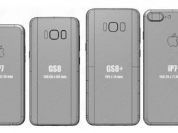 Эксперт наглядно сравнил размеры Galaxy S8 и iPhone 7