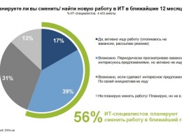 56% украинских IT-специалистов планируют сменить работу в ближайший год