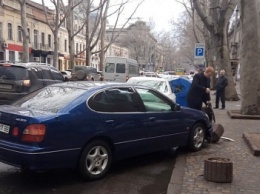 В центре Одессы автохам снес клумбу, паркуя «Lexus» (ФОТО)