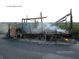 На Полтавщине на автодороге загорелся грузовик ЗИЛ-130. ФОТО