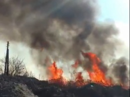 Появилось видео масштабного пожара на окраине города (видео)