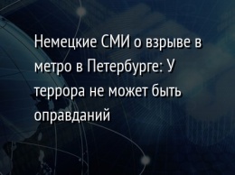 Немецкие СМИ о взрыве в метро в Петербурге: У террора не может быть оправданий