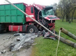 В Кривом Роге грузовик снес столб