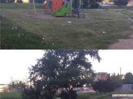 Керчанка просит УК «Марат» покосить траву на детской площадке