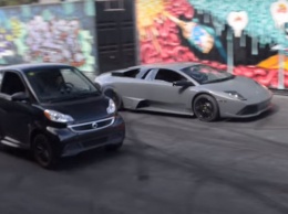 Гонка года: Lamborghini Murcielago против электрокара Smart
