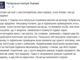 Во Львове вор застрял в вентиляционной шахте, убегая с места преступления