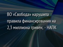 ВО «Свобода» нарушила правила финансирования на 2,3 миллиона гривен, - НАПК