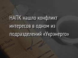НАПК нашло конфликт интересов в одном из подразделений «Укрэнерго»