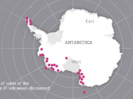 Под ледяным панцирем Антарктиды ученые обнаружили еще 91 вулкан