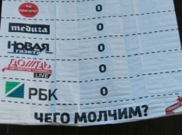 В Москве появился плакат о молчании СМИ про "черную кассу" Навального