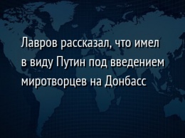 Лавров рассказал, что имел в виду Путин под введением миротворцев на Донбасс