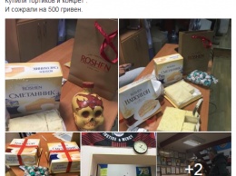 Одесский «евромайдановец» объедается конфетами Roshen в знак протеста против Саакашвили