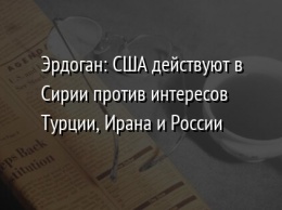 Эрдоган: США действуют в Сирии против интересов Турции, Ирана и России