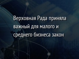 Верховная Рада приняла важный для малого и среднего бизнеса закон