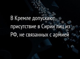 В Кремле допускают присутствие в Сирии лиц из РФ, не связанных с армией