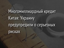 Многомиллиардный кредит Китая: Украину предупредили о серьезных рисках