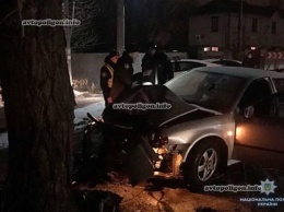 ДТП в Киеве: на ул. Садовой Skoda Octavia столкнулась с деревом - погиб водитель. ФОТО