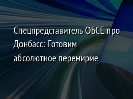 Спецпредставитель ОБСЕ про Донбасс: Готовим абсолютное перемирие