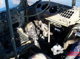 В Хрустальном на маршруте сгорел автобус (Фото)
