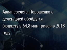 Авиаперелеты Порошенко с делегацией обойдутся бюджету в 64,8 млн гривен в 2018 году