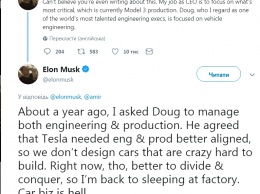 Илон Маск переехал ночевать на работу на время создания Tesla Model 3