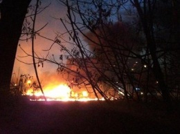 Пожар в Донецке: горело кладбище, стоянка, СТО (видео)