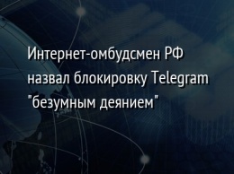 Интернет-омбудсмен РФ назвал блокировку Telegram "безумным деянием"