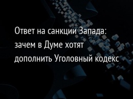 Ответ на санкции Запада: зачем в Думе хотят дополнить Уголовный кодекс