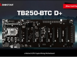 BIOSTAR показала майнинговую материнскую плату TB250-BTC D+ на 8-GPU