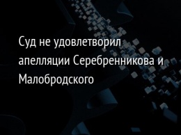 Суд не удовлетворил апелляции Серебренникова и Малобродского