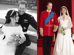 В сети сравнивают свадебные портреты принца Гарри и Меган Маркл с фотографиями принца Уильяма и Кейт Миддлтон