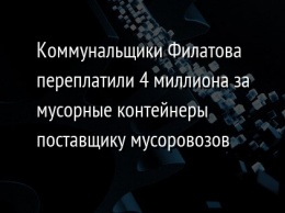 Коммунальщики Филатова переплатили 4 миллиона за мусорные контейнеры поставщику мусоровозов