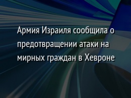 Армия Израиля сообщила о предотвращении атаки на мирных граждан в Хевроне